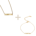Комплект колие и гривна "МАМА" - стомана с 18K златно покритие
